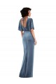 Compra Azul polvoriento Cubierta Terciopelo Elástico Largo Vestidos de dama de honor / Vestidos de fiesta