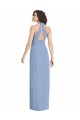 Compra Azul polvoriento Trompeta Halter Cuello en V Gasa Largo Formales Vestidos de dama de honor / Vestidos de noche