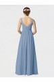Compra Azul polvoriento línea A Tirantes espagueti Gasa Largo Vestidos de dama de honor