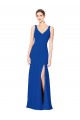 Compra Azul real Cubierta Cuello de Corazón Gasa Largo Vestidos de dama de honor