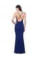 Compra Azul real Cubierta Cuello en V Crepé Elástico Largo Formales Vestidos de dama de honor / Vestidos de fiesta