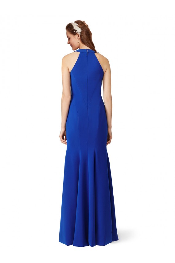 Compra Azul real Sirena Cuello en V Crepé Elástico Largo Formales Vestidos de dama de honor / Vestidos de fiesta