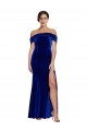 Compra Azul real Sirena Hombros Descubiertos Terciopelo Elástico Largo Formales Vestidos de dama de honor / Vestidos de fiesta