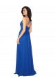 Compra Azul real línea A Cuello en V Gasa Largo Vestidos de dama de honor
