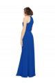 Compra Azul real línea A Cuello joya Gasa Largo Vestidos de dama de honor