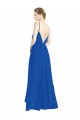 Compra Azul real línea A Tirantes espagueti Cuello en V Gasa Largo Vestidos de dama de honor