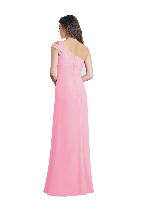 Compra Barely rosa línea A Un Hombre Gasa Largo Vestidos de dama de honor
