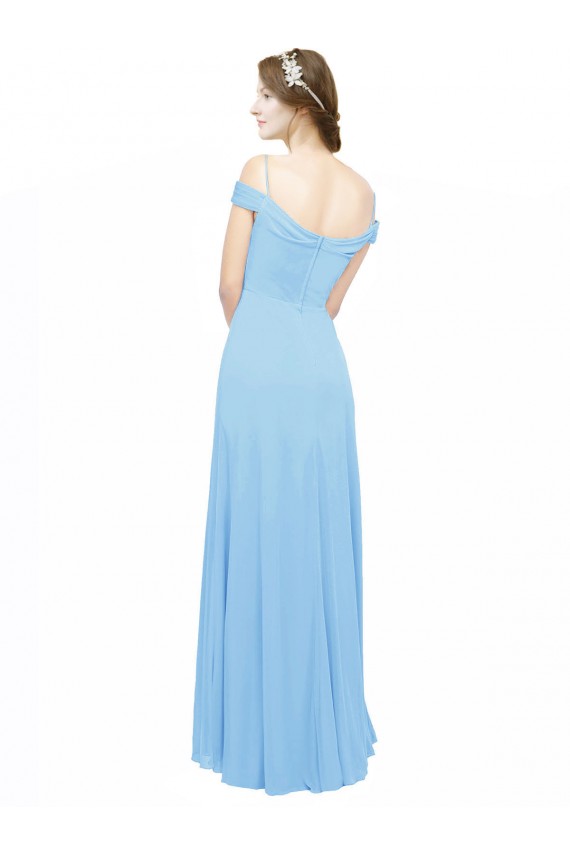 Compra Bígaro línea A Hombros Descubiertos Tirantes espagueti Gasa Largo Vestidos de dama de honor