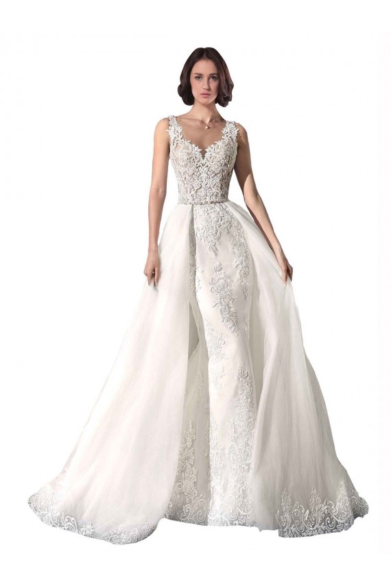 Compra Blanco Sirena Cuello de Corazón Cola capilla Tul Encaje Vestidos de novia