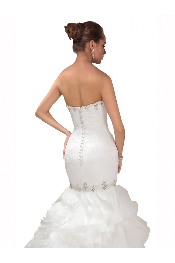 Compra Blanco Sirena Cuello de Corazón Cola capilla Tul Vestidos de novia