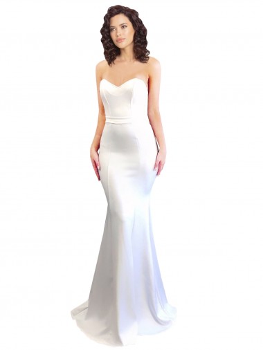 Blanco Sirena Cuello de Corazón Sin tirantes Cuello Alto Crepé Elástico Largo Formales Vestidos de dama de honor / Vestidos de fiesta Baratos