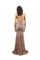 Compra Oro rosa Sirena Cuello en V Cuello Alto Crepé Elástico Lentejuela Tul Largo Formales Vestidos de dama de honor / Vestidos de fiesta