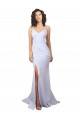 Compra Blanco Sirena Tirantes espagueti Cuello Alto Crepé Elástico Sencillo Playa Vestidos de novia