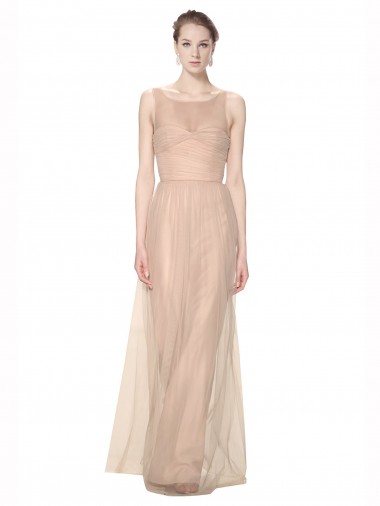 Blush 95 Cubierta Ilusión Cuello de Corazón Tul Largo Vestidos de dama de honor Baratos