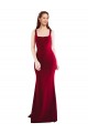 Compra Borgoña 10 Sirena Cuadrado Crepé Elástico Largo Formales Vestidos de dama de honor / Vestidos de fiesta
