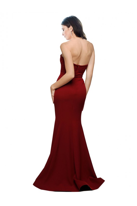 Compra Borgoña Cubierta Cuello de Corazón Sin tirantes Crepé Elástico Largo Formales Vestidos de dama de honor / Vestidos de fiesta