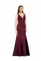 Compra Borgoña Cubierta Cuello en V Satén Largo Formales Vestidos de dama de honor / Vestidos de fiesta