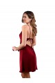 Compra Borgoña Cubierta Midi Satén sedoso Corto Formales Vestidos de dama de honor / Vestidos de fiesta / Vestidos de cóctel