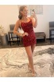 Compra Borgoña Cubierta Tirantes espagueti Corto Lentejuelas Terciopelo Corto Vestidos de fiesta