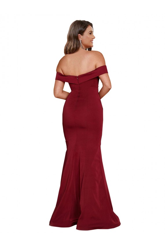 Compra Borgoña Sirena Hombros Descubiertos Spandex Largo Formales Vestidos de dama de honor / Vestidos de fiesta