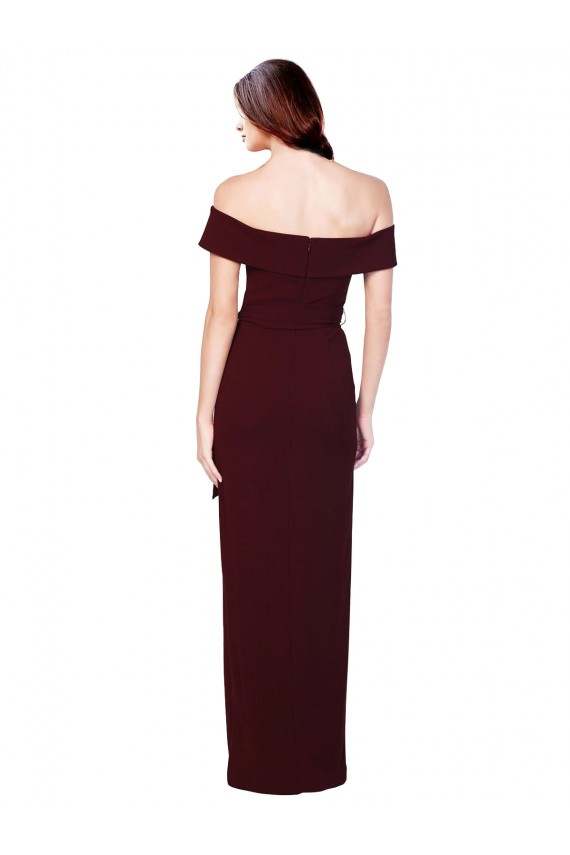 Compra Borgoña oscuro Sirena Hombros Descubiertos Crepé Elástico Largo Formales Vestidos de dama de honor / Vestidos de fiesta