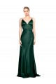 Compra Cazador Verde Cubierta Tirantes espagueti Cuello en V Cuello Alto Satén elástico Largo Formales Vestidos de dama de honor / Vestidos de fiesta