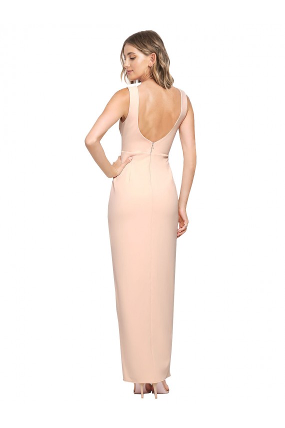 Compra Cubierta Cuadrado Crepé Elástico Largo Formales Vestidos de dama de honor / Vestidos de fiesta