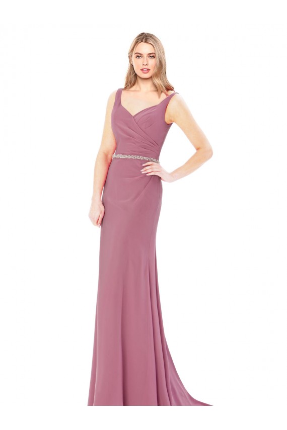 Compra Cubierta Cuello Alto Gasa Largo Vestidos de dama de honor / Vestidos de fiesta