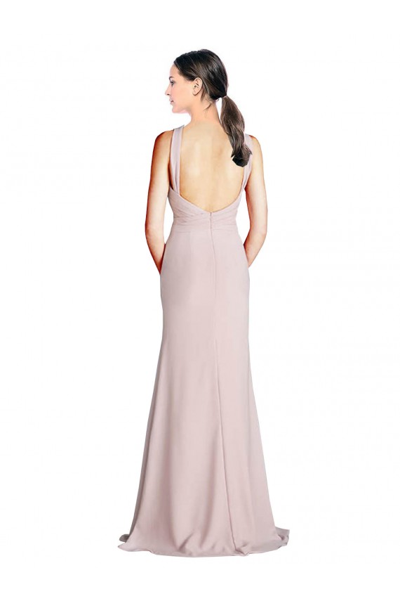 Compra Cubierta Halter Cuello Alto Gasa Largo Vestidos de dama de honor
