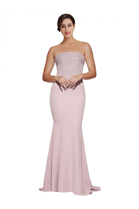 Compra Cubierta Sin tirantes Barrer tren Crepé Elástico Largo Formales Vestidos de dama de honor / Vestidos de fiesta