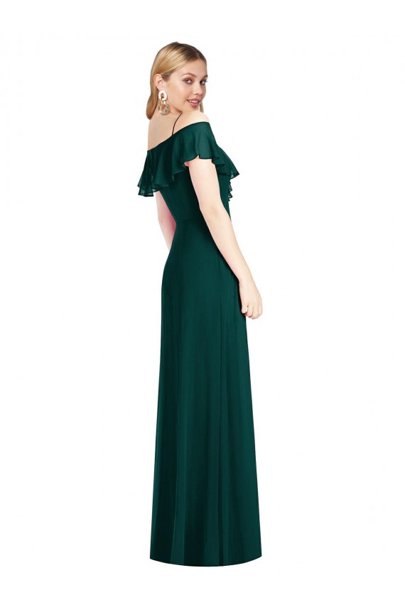 Compra Evergreen Trompeta Tirantes espagueti Gasa Largo Vestidos de dama de honor