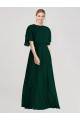 Compra Evergreen línea A Cuello redondo Gasa Largo Vestidos de dama de honor