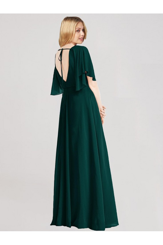 Compra Evergreen línea A Cuello redondo Gasa Largo Vestidos de dama de honor