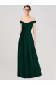Compra Evergreen línea A Hombros Descubiertos Cuello en V Gasa Largo Vestidos de dama de honor