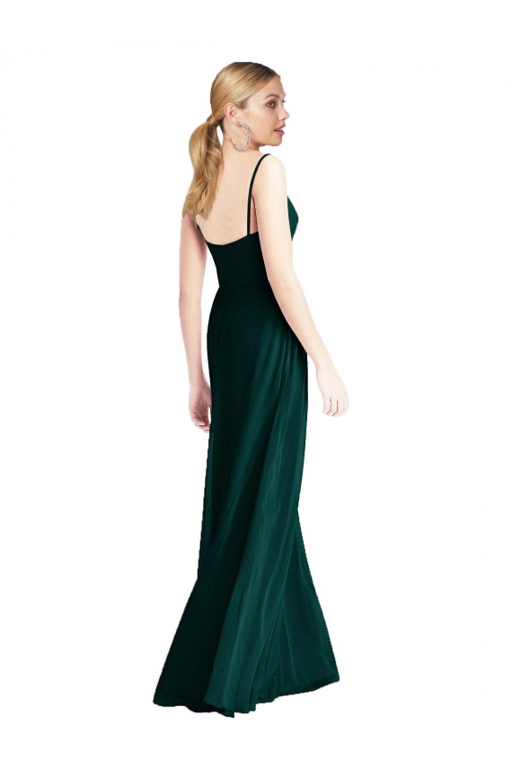 Compra Evergreen línea A Tirantes espagueti Cuello en V Gasa Largo Vestidos de dama de honor