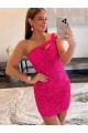 Compra Fucsia Cubierta Un Hombre Corto Lentejuelas Terciopelo Corto Vestidos de fiesta
