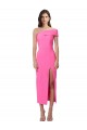Compra Fucsia Cubierta Un Hombre Midi Crepé Elástico Largo Formales Vestidos de dama de honor / Vestidos de fiesta / Vestidos de cóctel