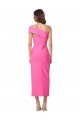Compra Fucsia Cubierta Un Hombre Midi Crepé Elástico Largo Formales Vestidos de dama de honor / Vestidos de fiesta / Vestidos de cóctel