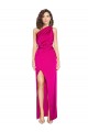 Compra Fucsia Cubierta Un Hombre Satén sedoso Largo Formales Vestidos de dama de honor / Vestidos de fiesta
