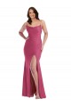 Compra Fucsia Sirena Tirantes espagueti Satén sedoso Largo Formales Vestidos de dama de honor / Vestidos de fiesta