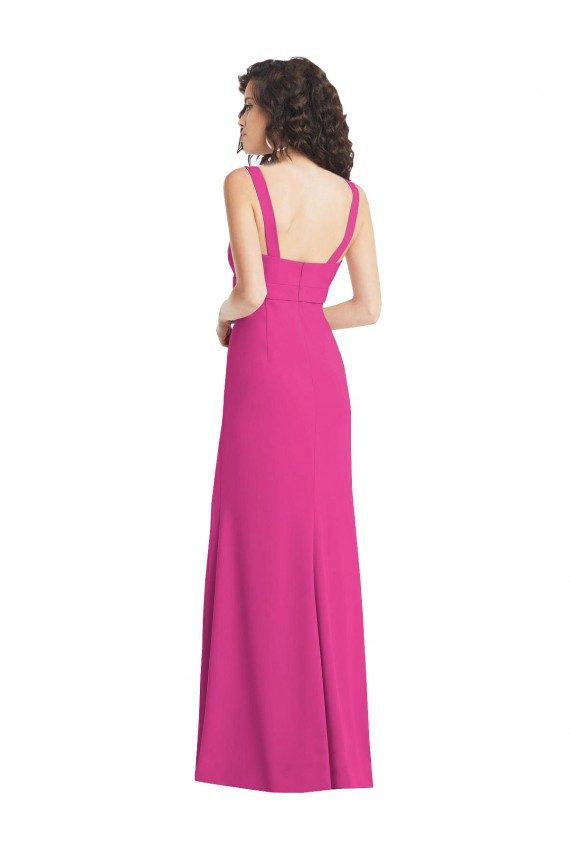 Compra Fucsia Trompeta Cuadrado Crepé Elástico Largo Vestidos de dama de honor / Vestidos de fiesta