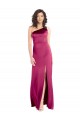 Compra Fucsia línea A Un Hombre Satén elástico Largo Formales Vestidos de dama de honor / Vestidos de fiesta