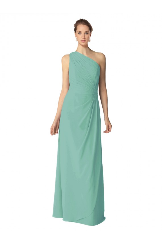 Compra Jade línea A Un Hombre Gasa Largo Vestidos de dama de honor
