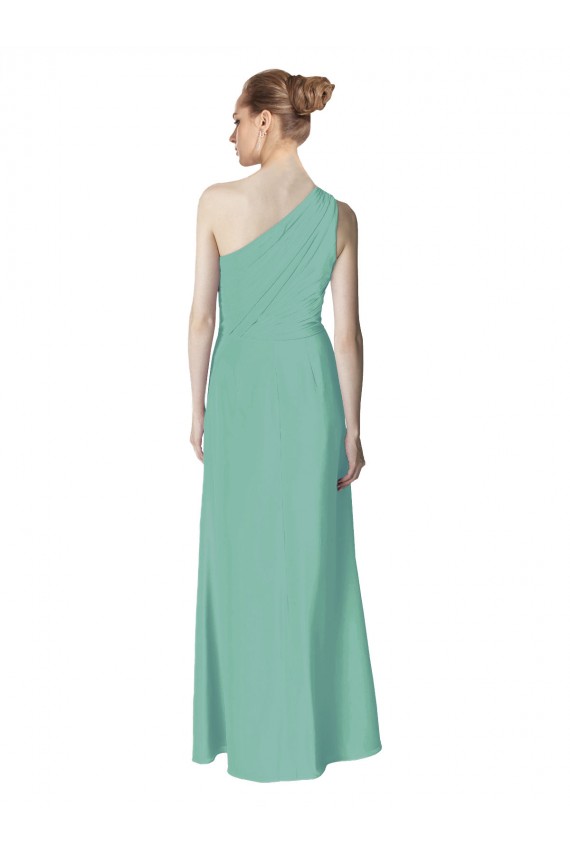 Compra Jade línea A Un Hombre Gasa Largo Vestidos de dama de honor