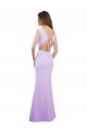 Compra Lila Columna Cuello redondo Gasa Largo Vestidos de dama de honor