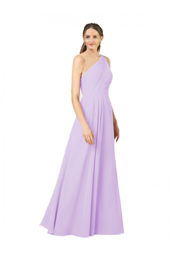 Compra Lila Cubierta Un Hombre Gasa Largo Formales Vestidos de dama de honor / Vestidos de noche