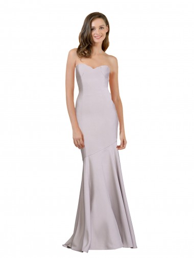 Lila ártica Sirena Sin tirantes Crepé Elástico Largo Vestidos de dama de honor / Vestidos de fiesta Baratos