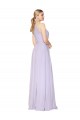 Compra Lila línea A Halter Cuello Alto Gasa Largo Formales Vestidos de dama de honor / Vestidos de fiesta
