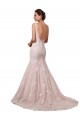 Compra Marfil & Blush Sirena Cuello en V Cola capilla Tul Encaje Vestidos de novia