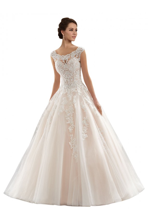 Compra Marfil & Champán Barco Cola capilla Tul Encaje Vestidos de novia